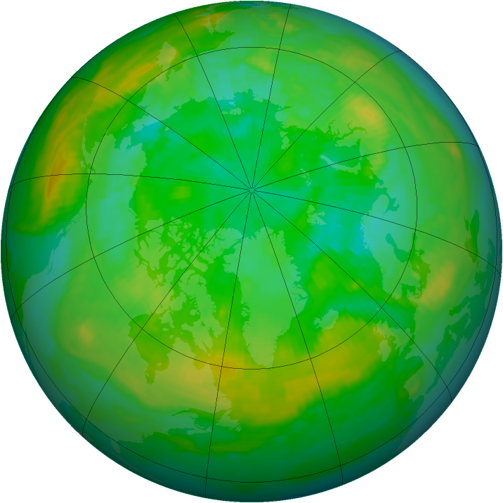 Arctic ozone map for 19 July 1988